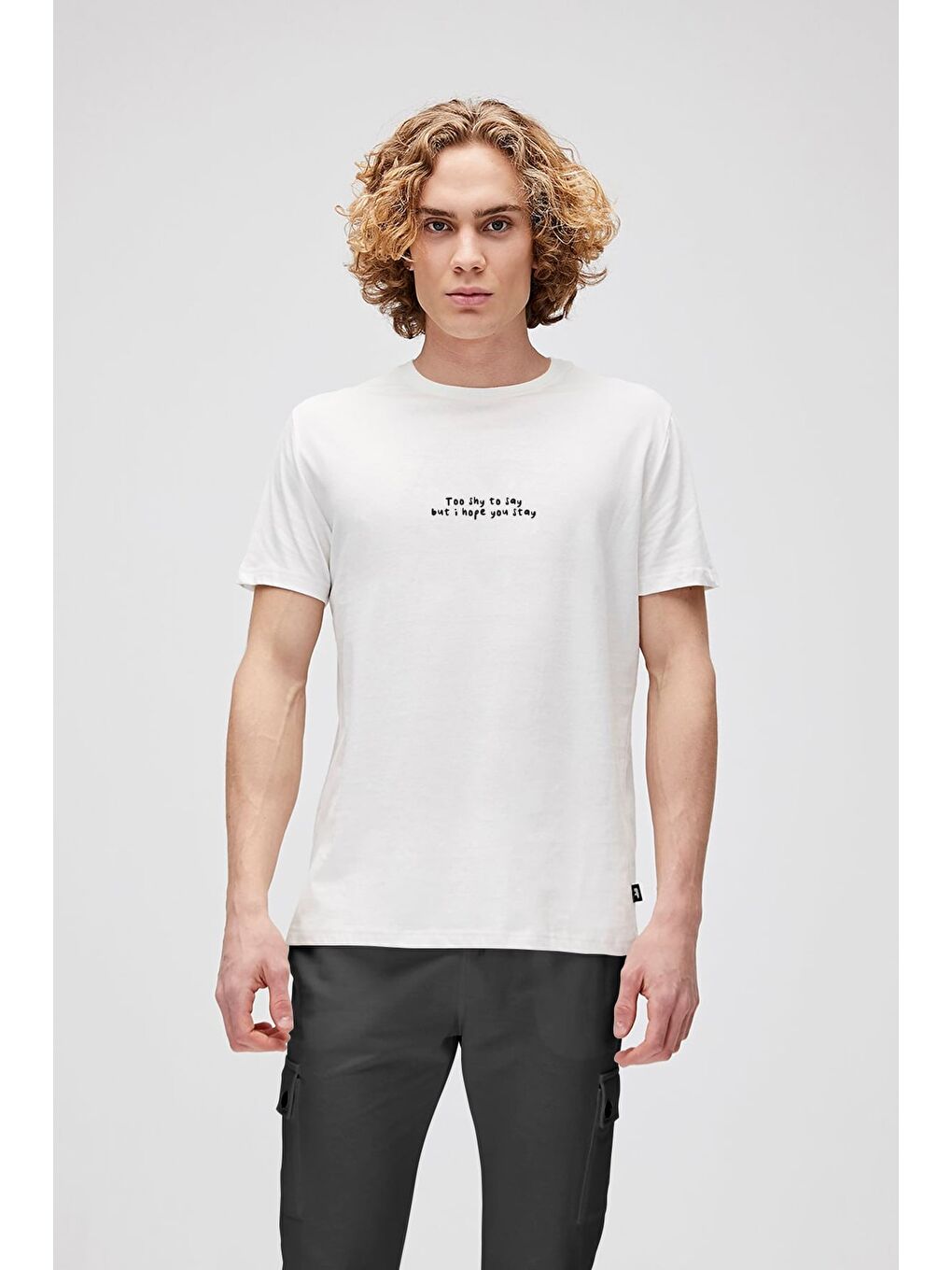 Too Shy Beyaz Erkek Baskılı Tişört