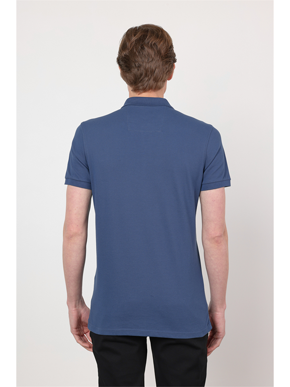 İndigo Polo Yaka Kısa Kol Cepsiz Slim Fit Pamuklu Tişört 1011260154-4