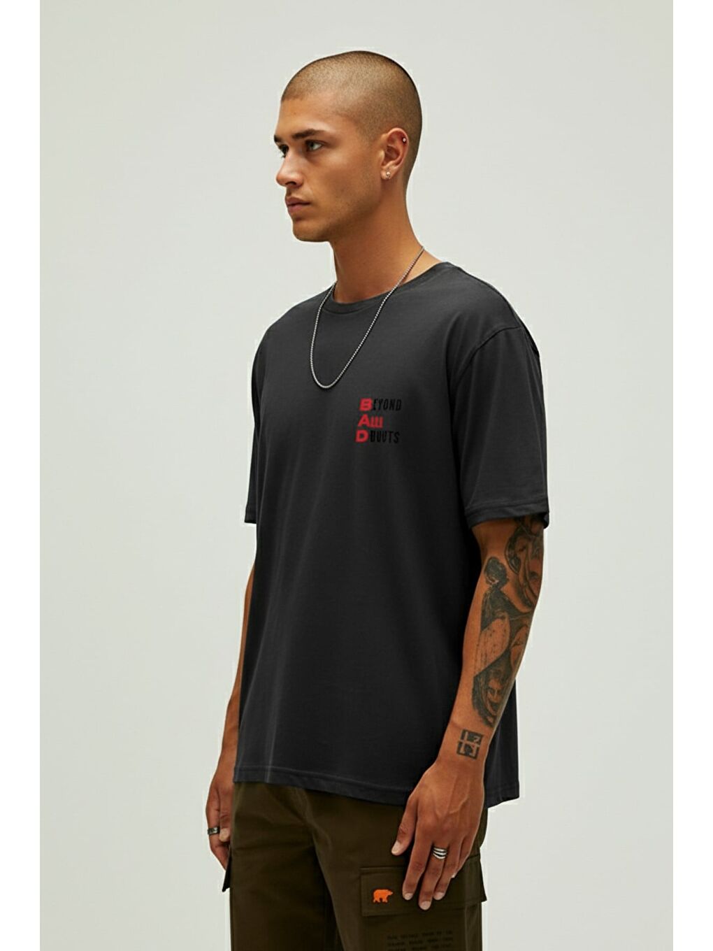 Beyond Siyah Erkek Baskılı Tişört-1