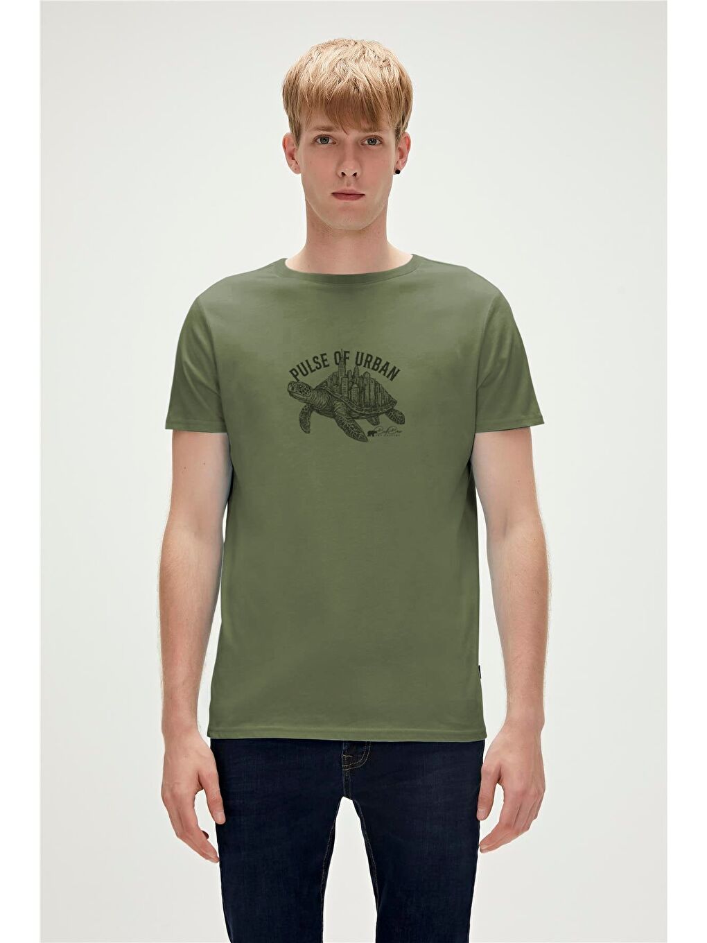 Caretta Pulse Soluk Yeşil Erkek Baskılı Tişört