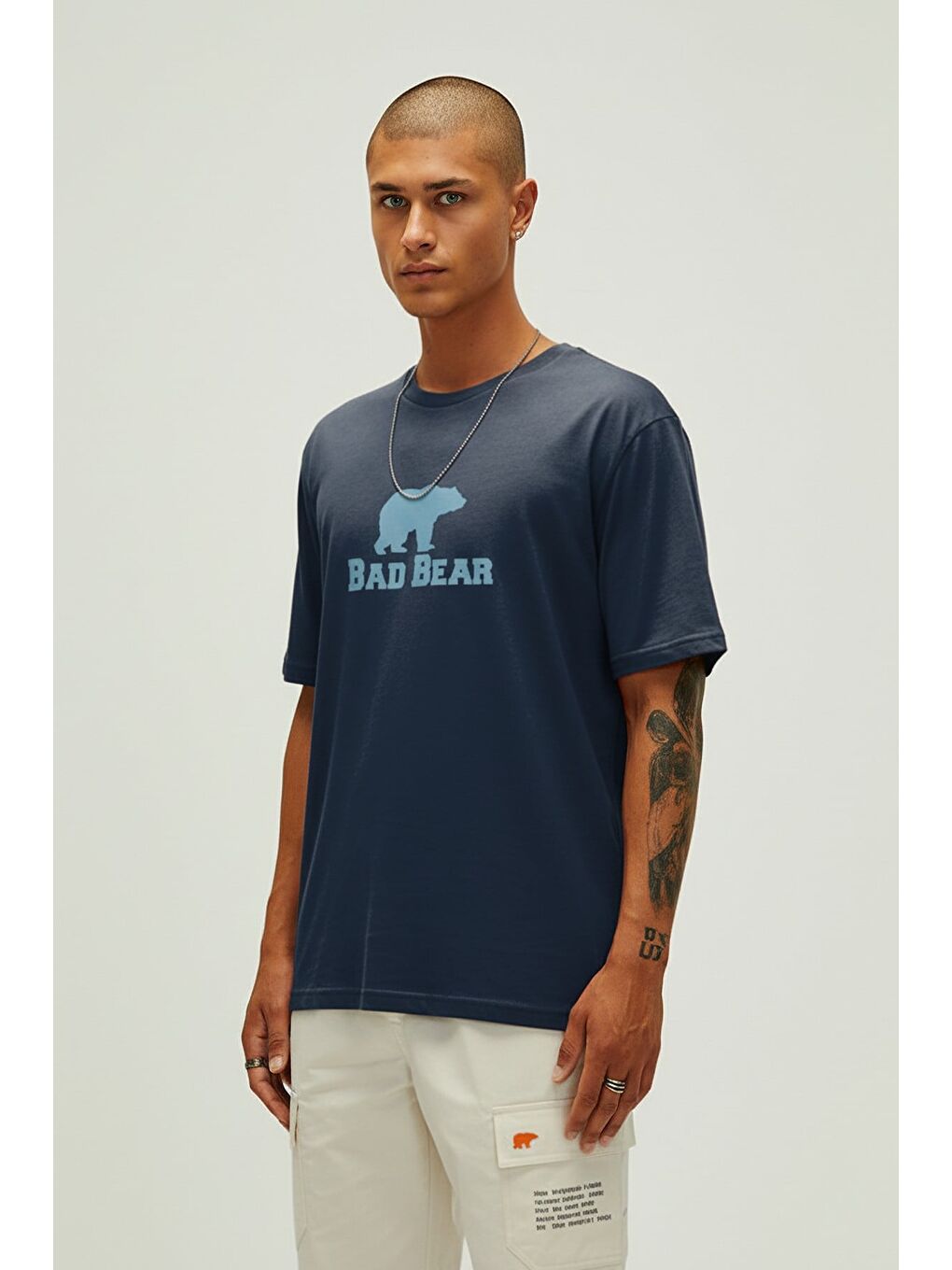 Muscle Lacivert Erkek Baskılı Tişört-1