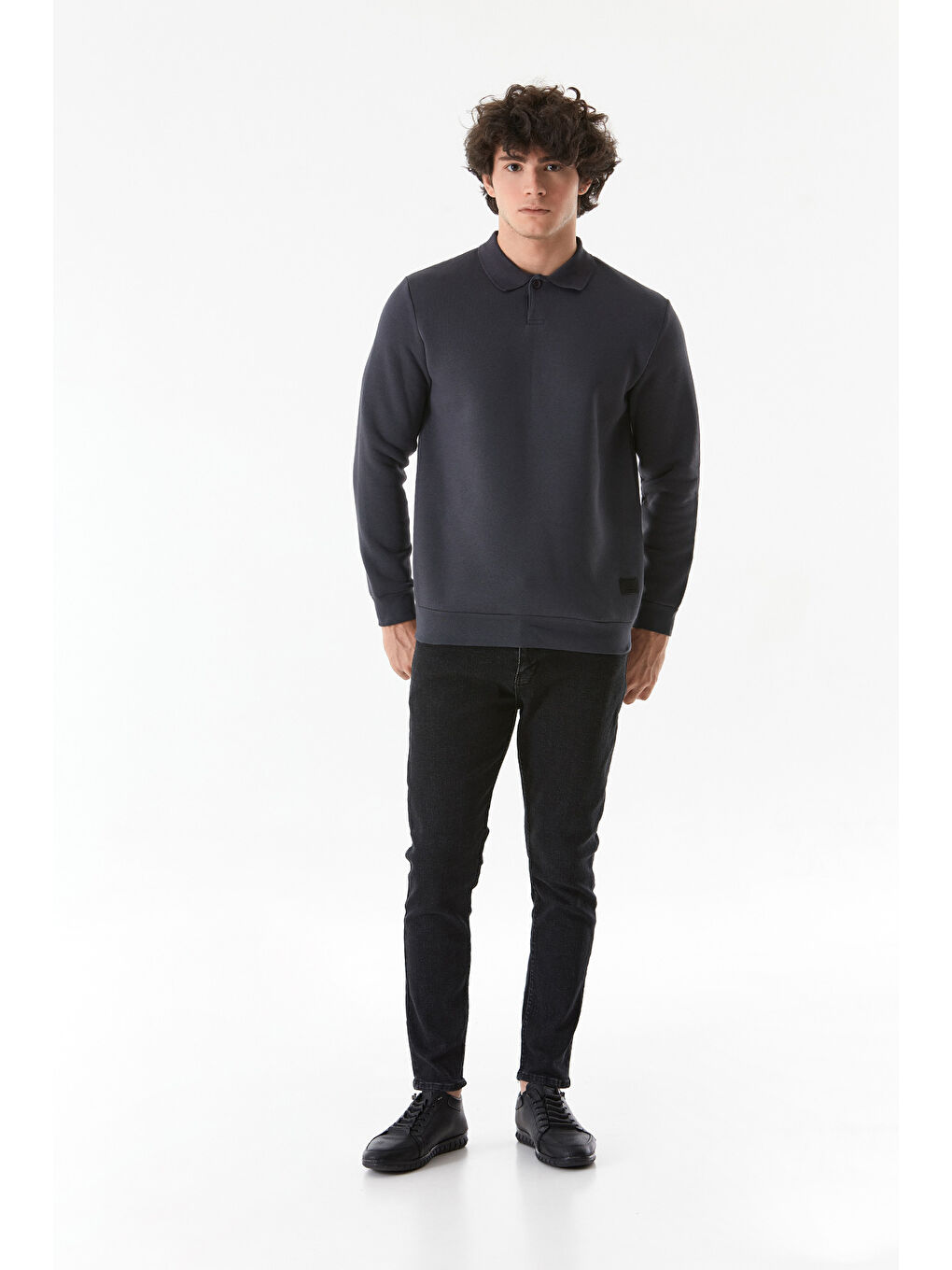 Fullamoda Füme Basic Polo Yaka Düğmeli Sweatshirt - 3