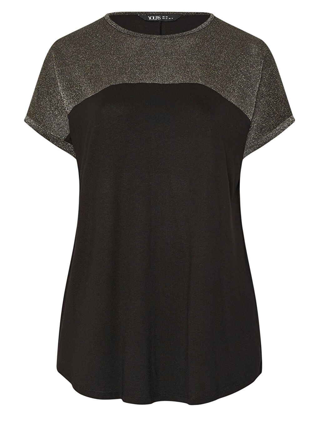 Siyah Büyük Beden Bisiklet Yaka Kısa Kollu Parlak Baskılı T-shirt 303843-5