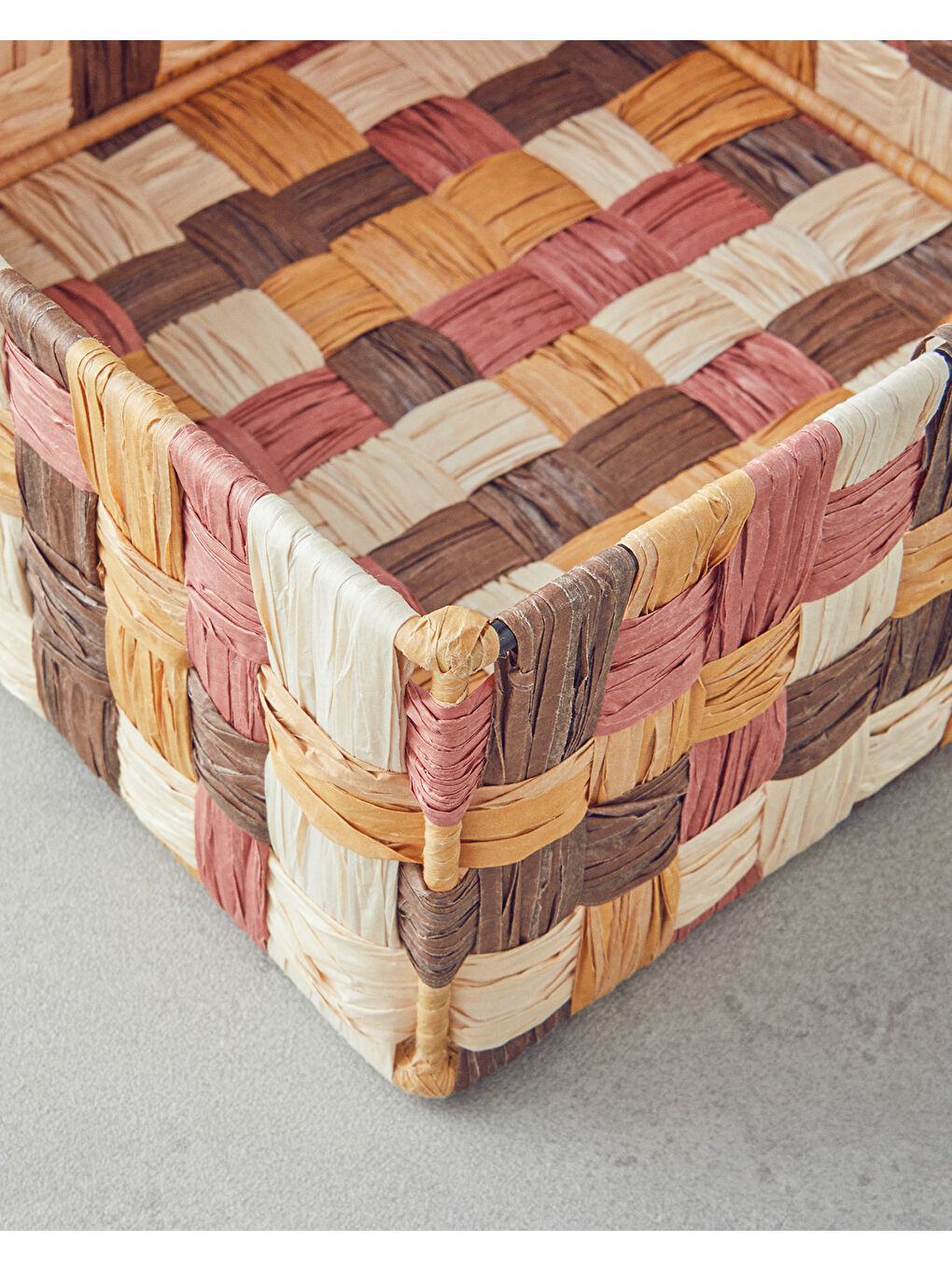Kahverengi Modern Square Kağıt İp Sepet 22x22x10cm Kahve-2