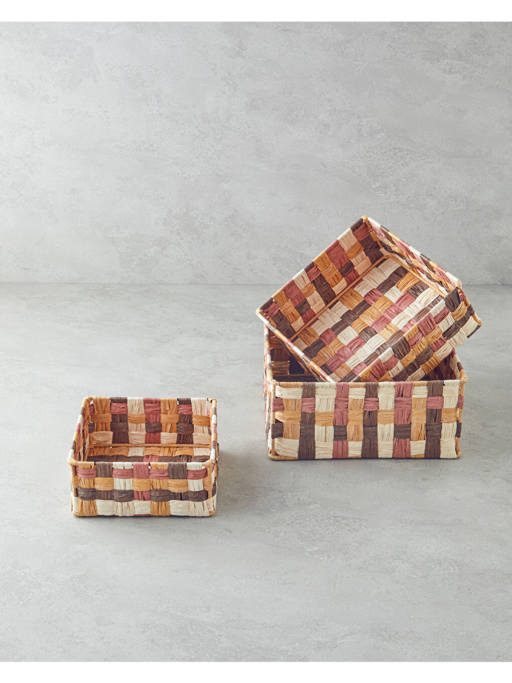 Kahverengi Modern Square Kağıt İp Sepet 22x22x10cm Kahve-3