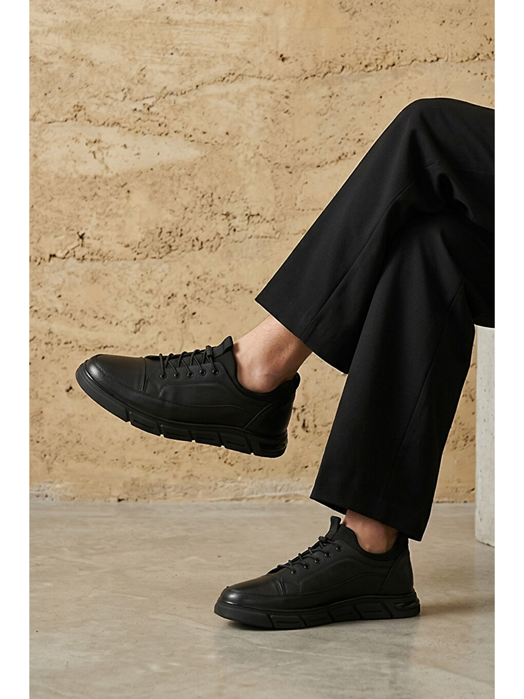 Erkek Hakiki Deri Sneaker 1631053z1822 Siyah-1