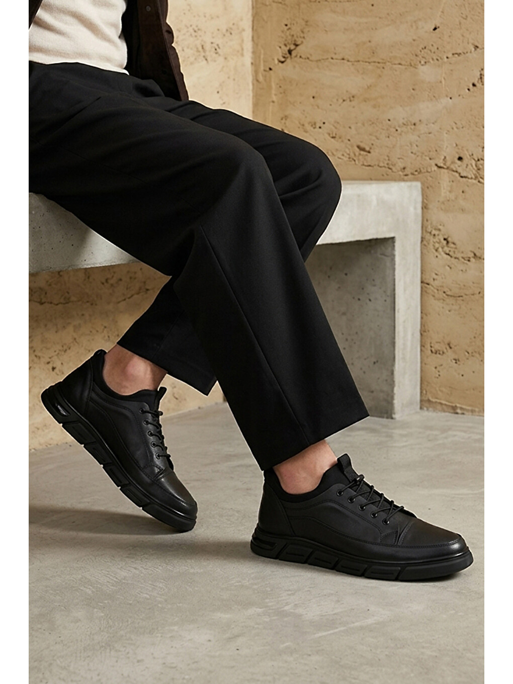 Erkek Hakiki Deri Sneaker 1631053z1822 Siyah-2