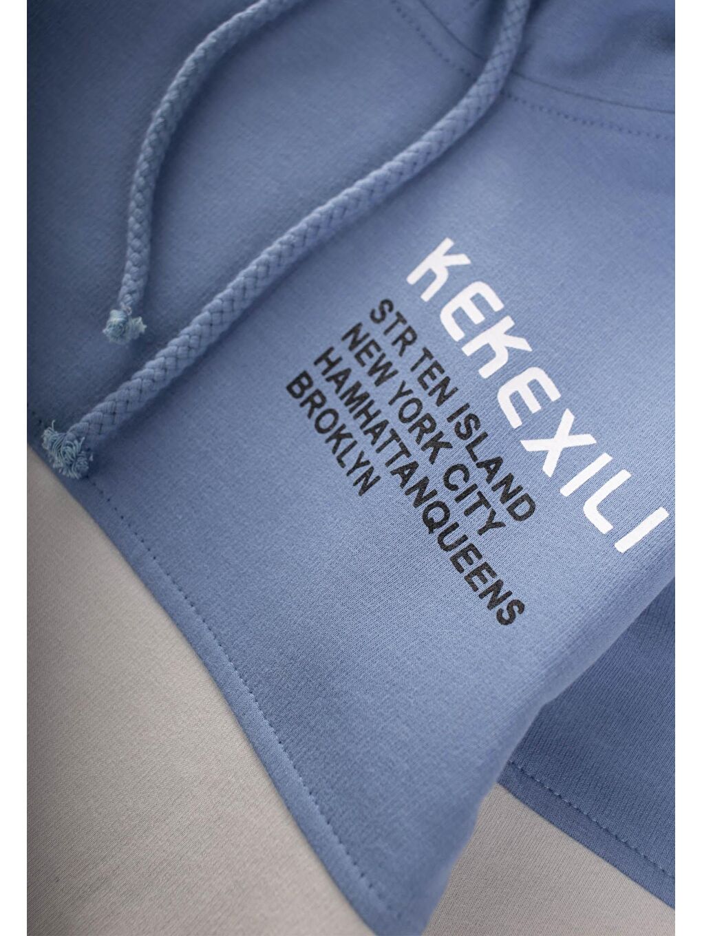 CİGİT Baskılı Garni Detaylı Kapüşonlu Sweatshirt 3 9 Yaş Mavi - 2