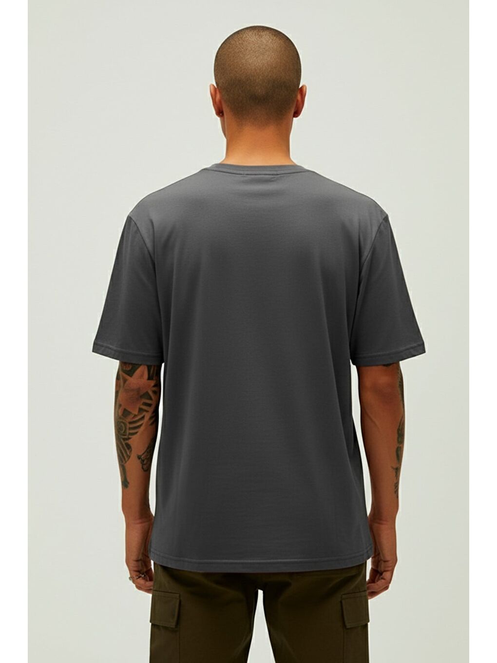 Gri Routıne Asfalt Basic Erkek Tişört-2