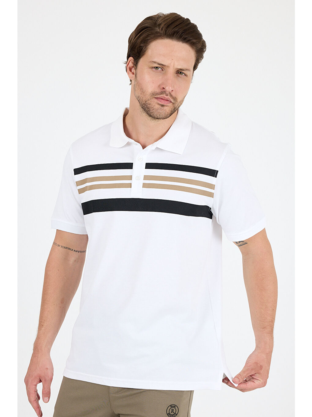 Beyaz Erkek Polo Yaka Kısa Kollu Tişört – %95 Pamuk %5 Elastan – Esnek, ve Rahat Erkek Tişört 0035-2