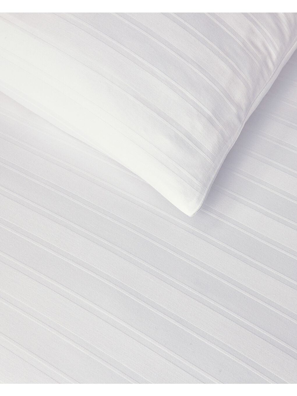 Lior Çizgili Pamuk Saten Çift Kişilik Nevresim Takımı 200x220 cm Beyaz-3