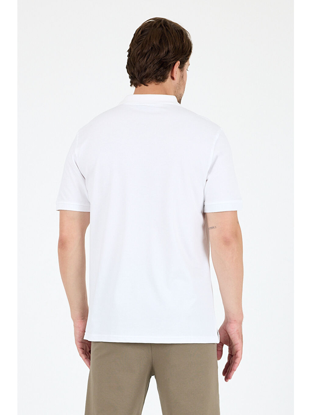 Beyaz Erkek Polo Yaka Kısa Kollu Tişört – %95 Pamuk %5 Elastan – Esnek, ve Rahat Erkek Tişört 0035-4