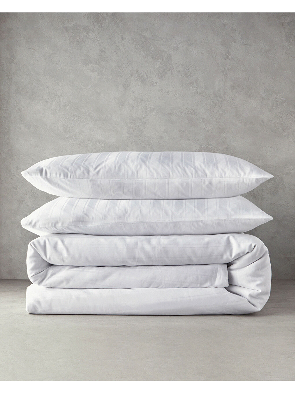Lior Çizgili Pamuk Saten Çift Kişilik Nevresim Takımı 200x220 cm Beyaz-5