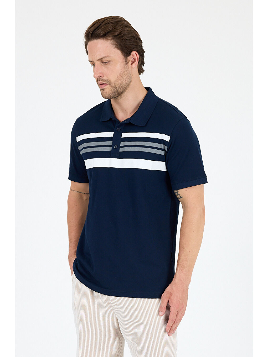 Lacivert Erkek Polo Yaka Kısa Kollu Tişört – %95 Pamuk %5 Elastan – Esnek, ve Rahat Erkek Tişört 0035