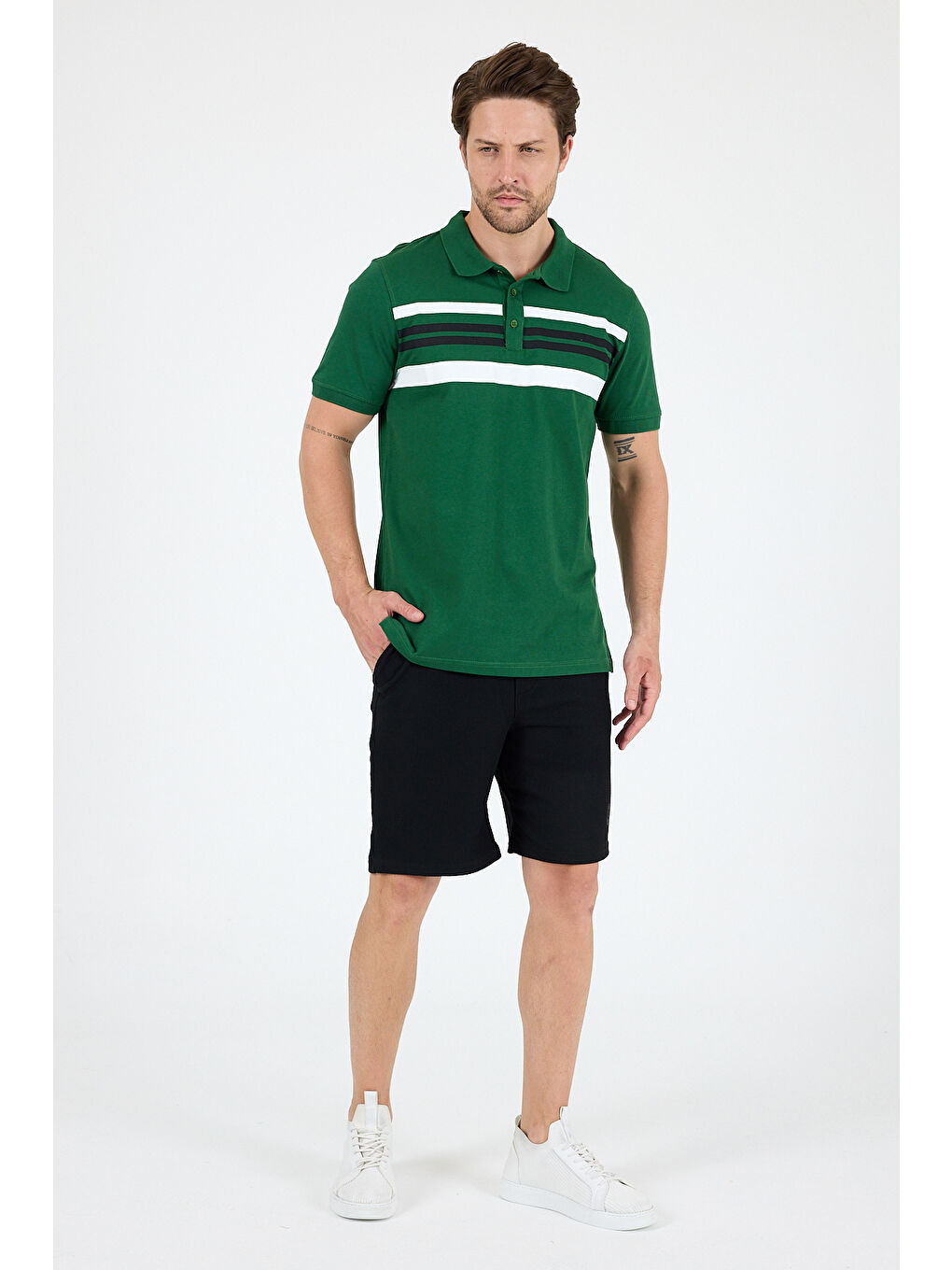 Yeşil Erkek Polo Yaka Kısa Kollu Tişört – %95 Pamuk %5 Elastan – Esnek, ve Rahat Erkek Tişört 0035-2