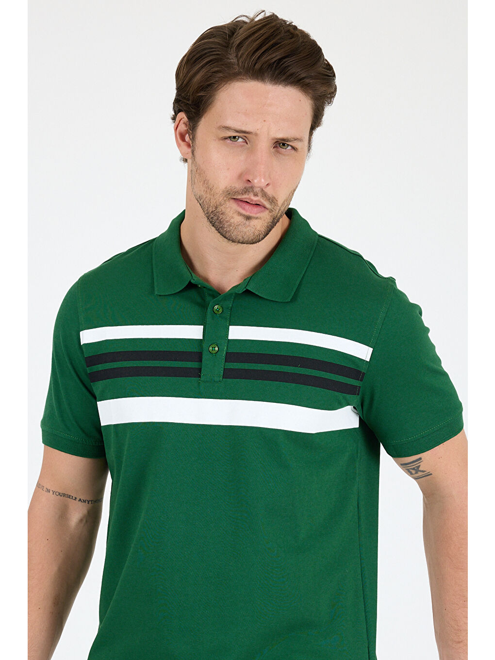 Yeşil Erkek Polo Yaka Kısa Kollu Tişört – %95 Pamuk %5 Elastan – Esnek, ve Rahat Erkek Tişört 0035-3