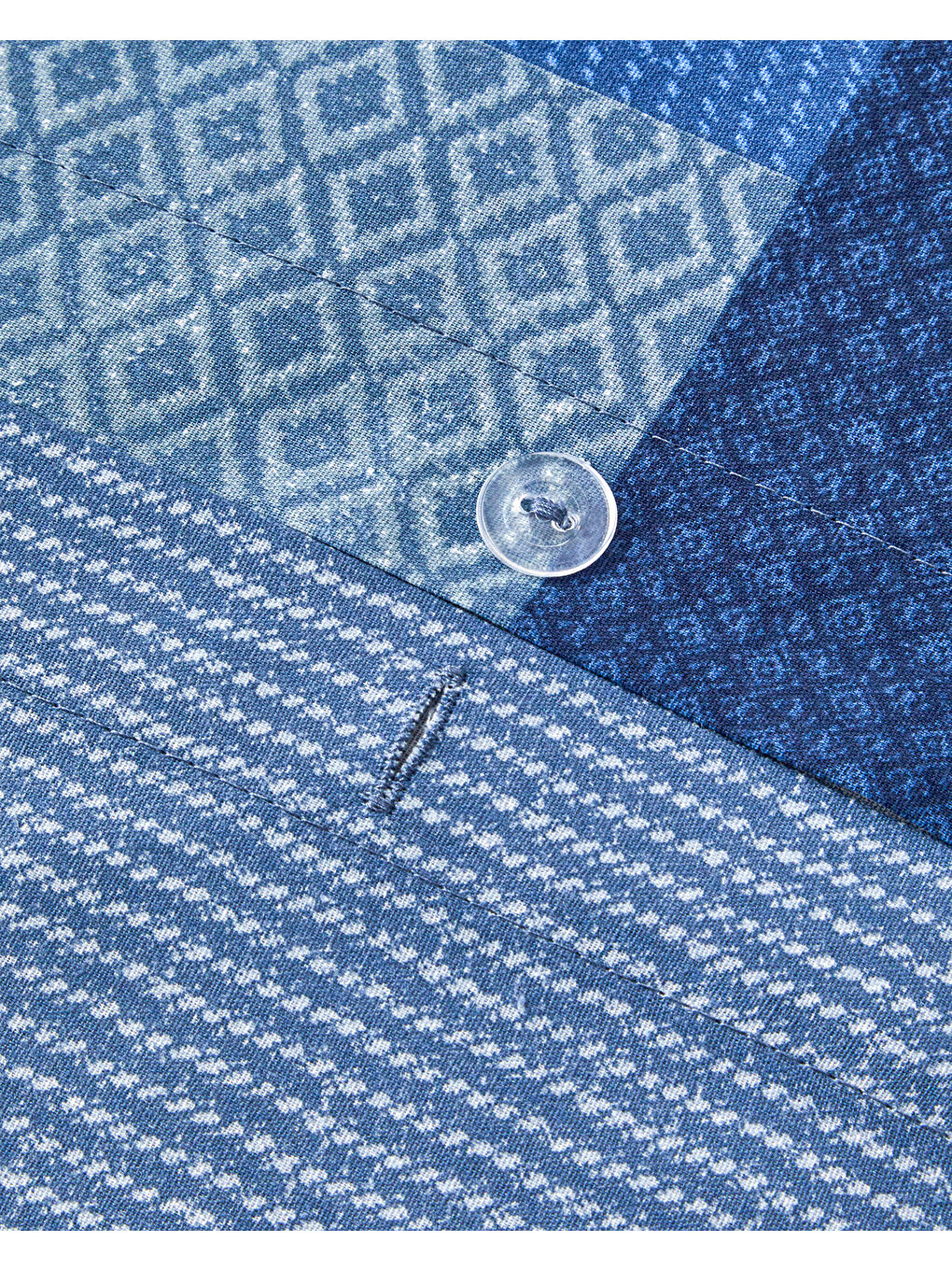 Modern Patch Pamuklu Ranforce Tek Kişilik Nevresim Takımı 160x220 cm Mavi-3