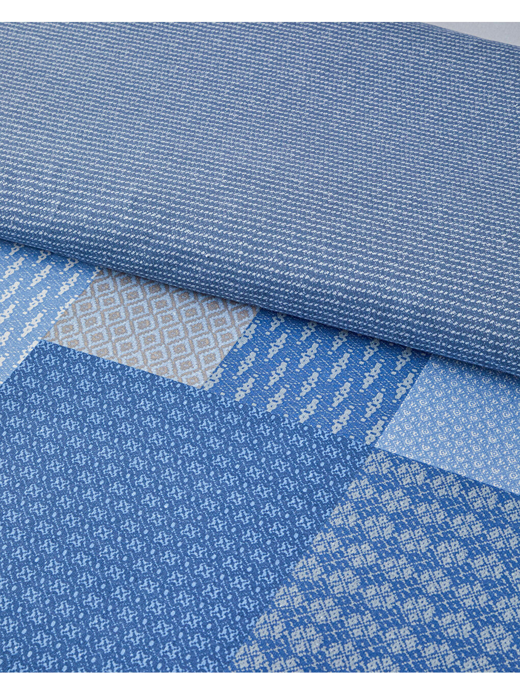 Modern Patch Pamuklu Ranforce Tek Kişilik Nevresim Takımı 160x220 cm Mavi-4