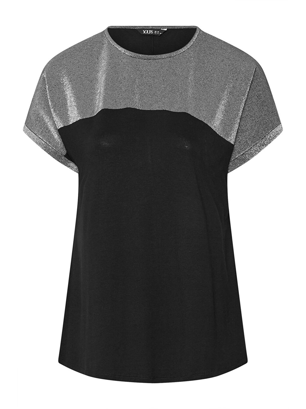 Siyah Büyük Beden Bisiklet Yaka Kısa Kollu Parlak Baskılı T-shirt 303844-5