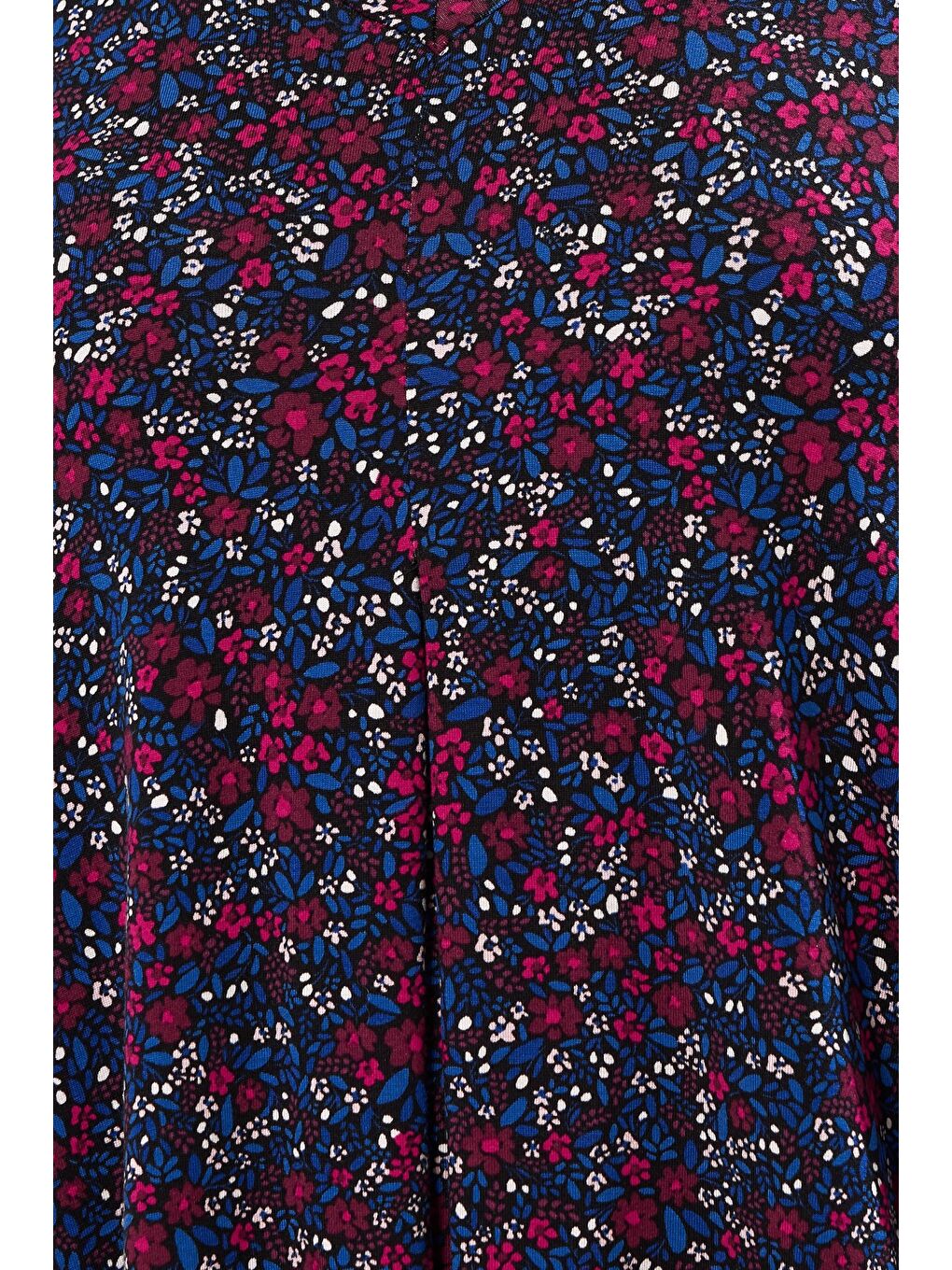 Mor Büyük Beden V Yaka Uzun Kollu Çiçek Desenli T-shirt 322979-3