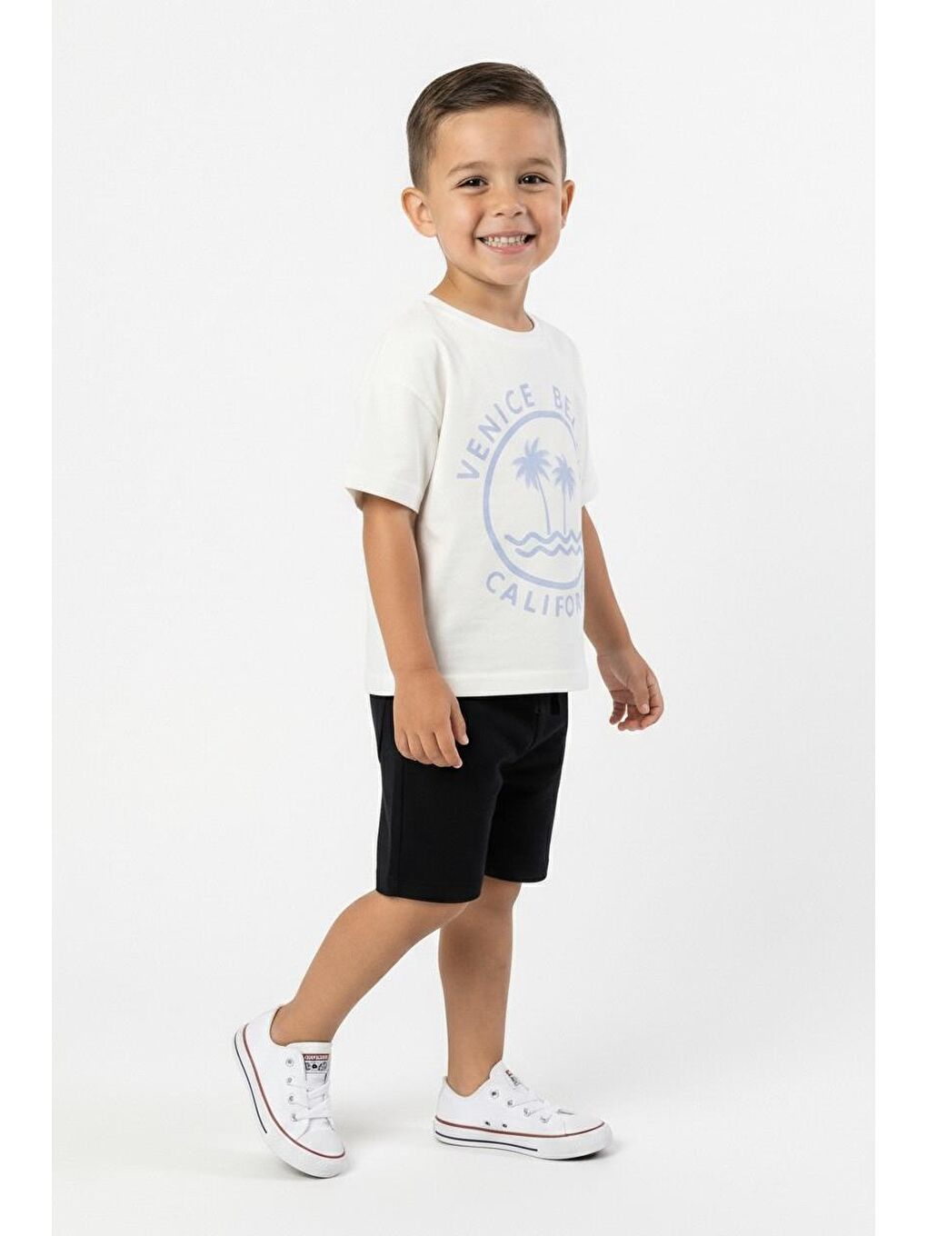 Mavi California Baskılı Tişört-1