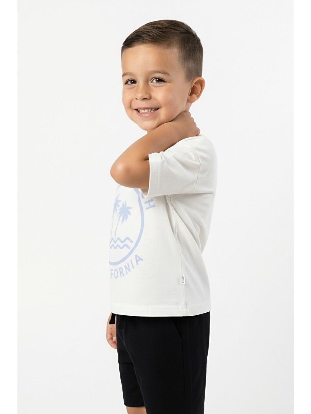 Mavi California Baskılı Tişört-3