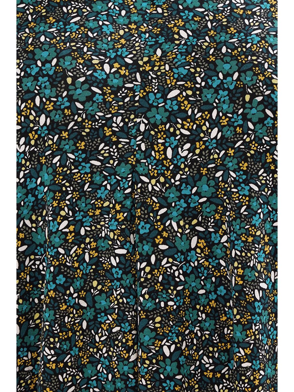 Turkuaz Büyük Beden V Yaka Uzun Kollu Çiçek Desenl T-shirt 322980-4