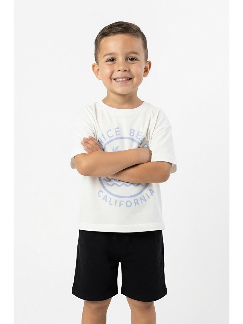 Mavi California Baskılı Tişört-4