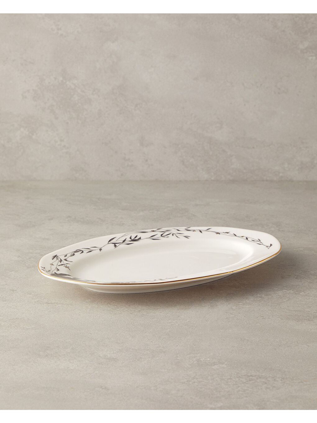 Sarı Hera Porselen Kayık Tabak 25 cm Gold