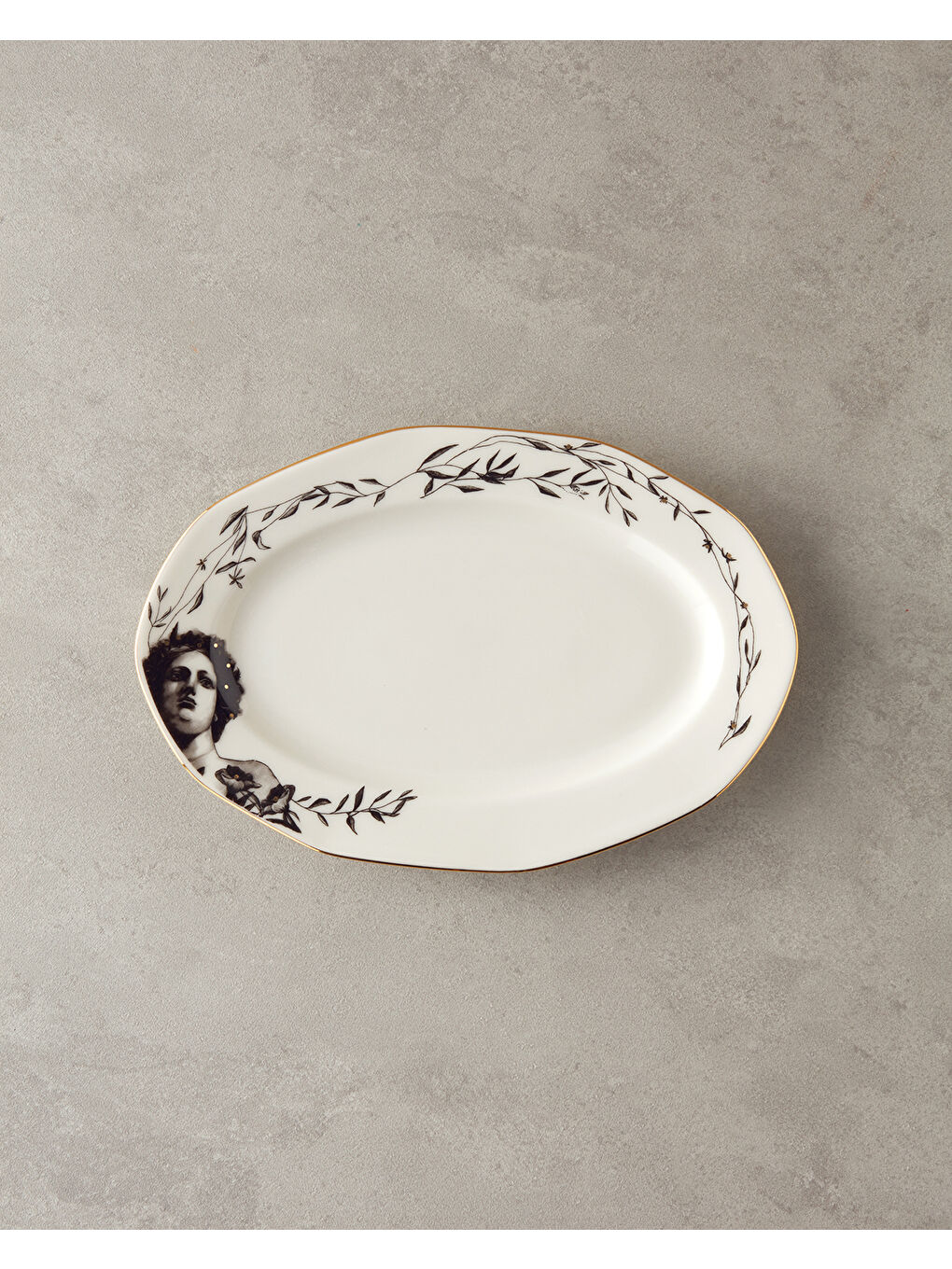 Sarı Hera Porselen Kayık Tabak 25 cm Gold-1