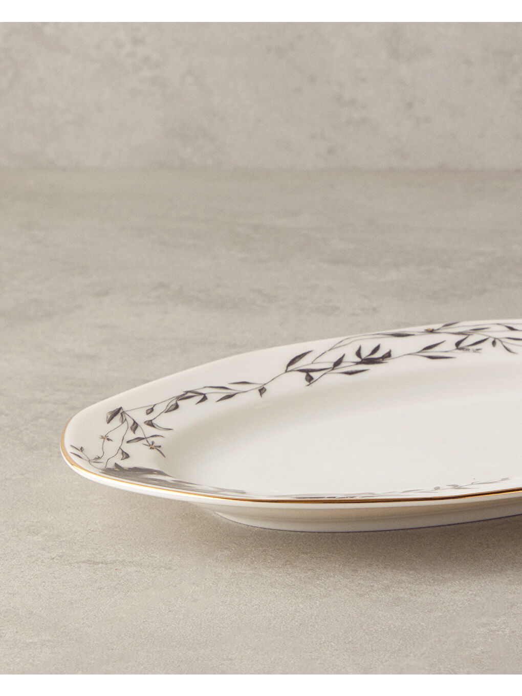 Sarı Hera Porselen Kayık Tabak 25 cm Gold-2