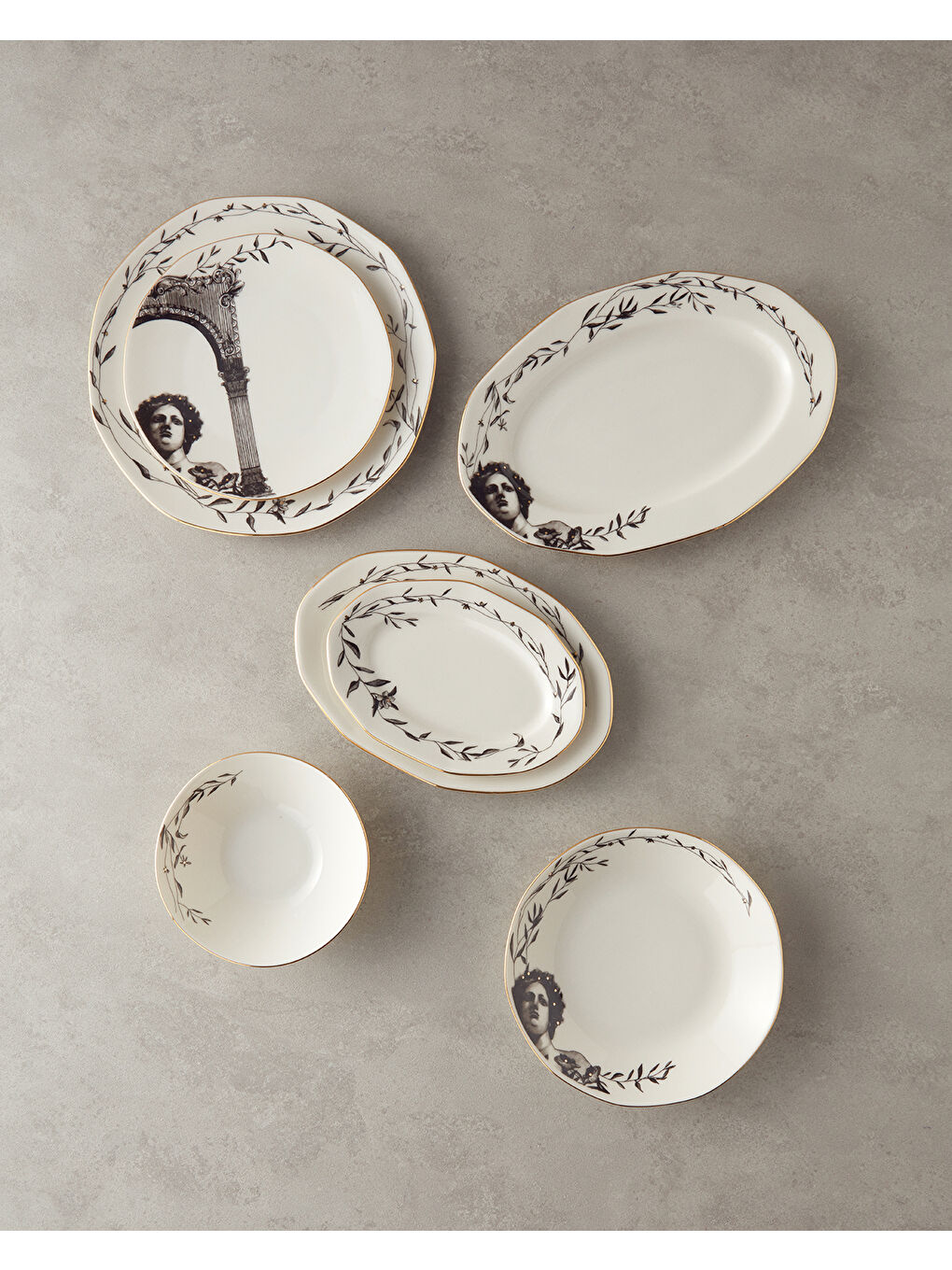 Sarı Hera Porselen Kayık Tabak 25 cm Gold-3