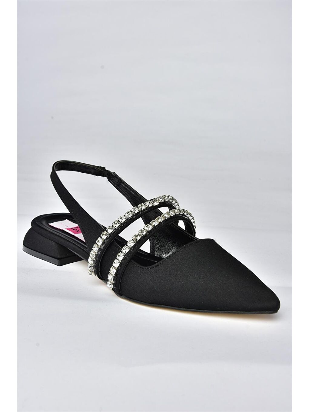 P820508004 Siyah Kumaş Taşlı Kadın Babet-5