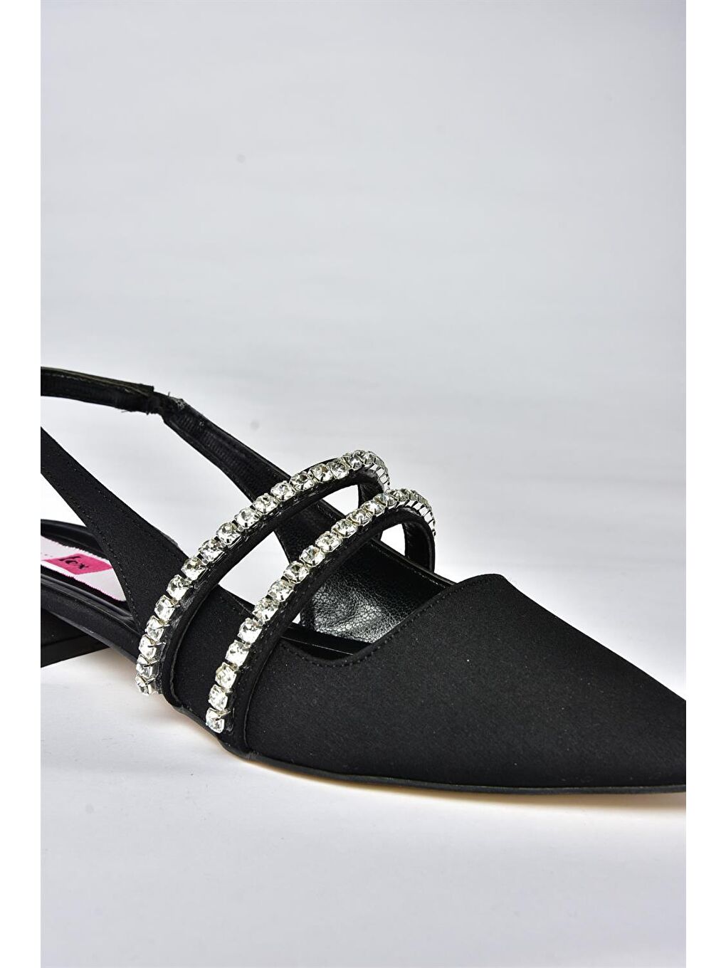 P820508004 Siyah Kumaş Taşlı Kadın Babet-6