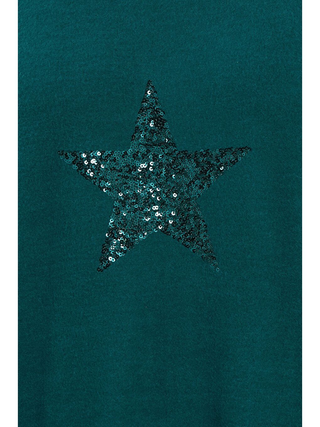 Yeşil Büyük Beden Bisiklet Yaka Uzun Kollu Payetli Pelüş Tunik 285061-4