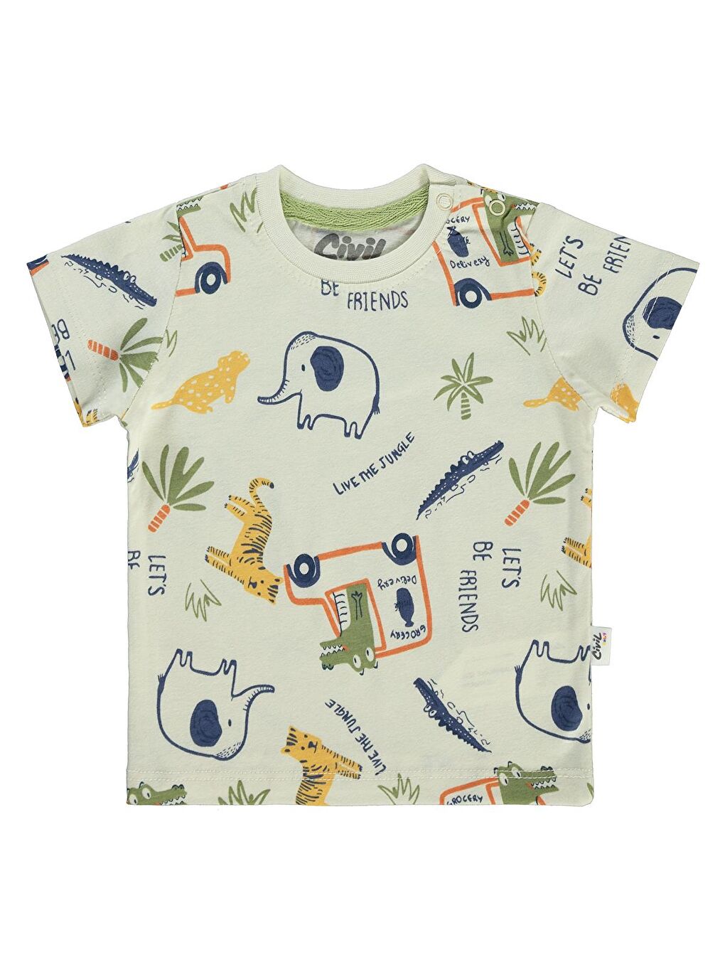 Baby Erkek Bebek 2'li Tişört 3-12 Ay Yağ Yeşili-3