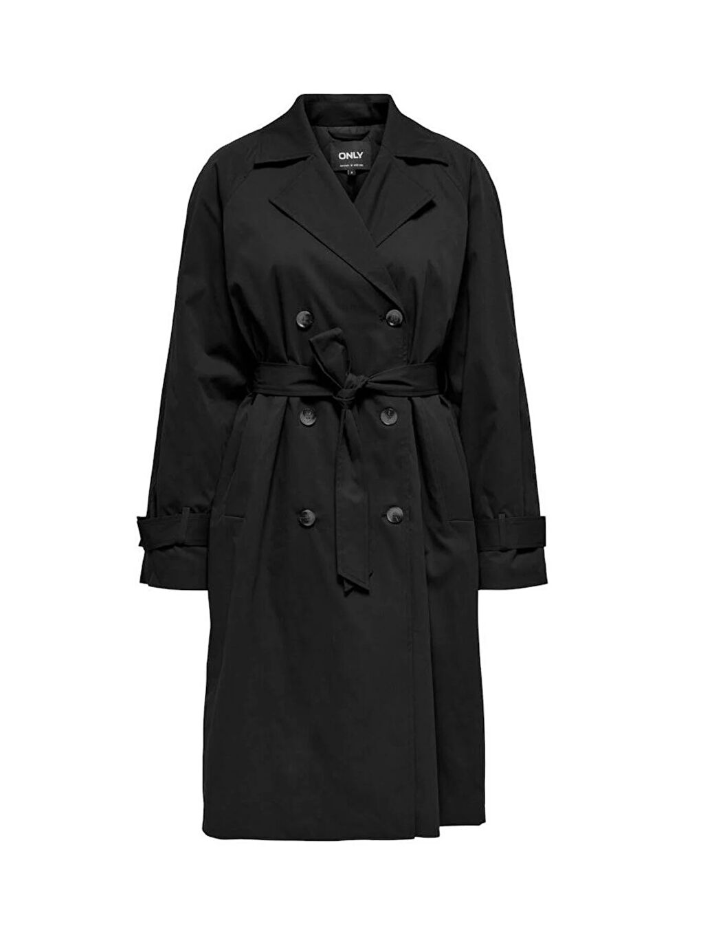 Siyah Onlorchid Regular Fit Uzun Kruvaze Yaka Trençkot 15355443