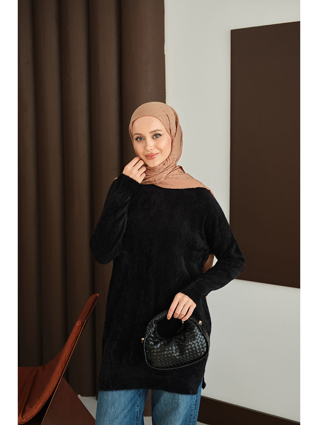 Kadın Püsküllü Tunik Siyah-1