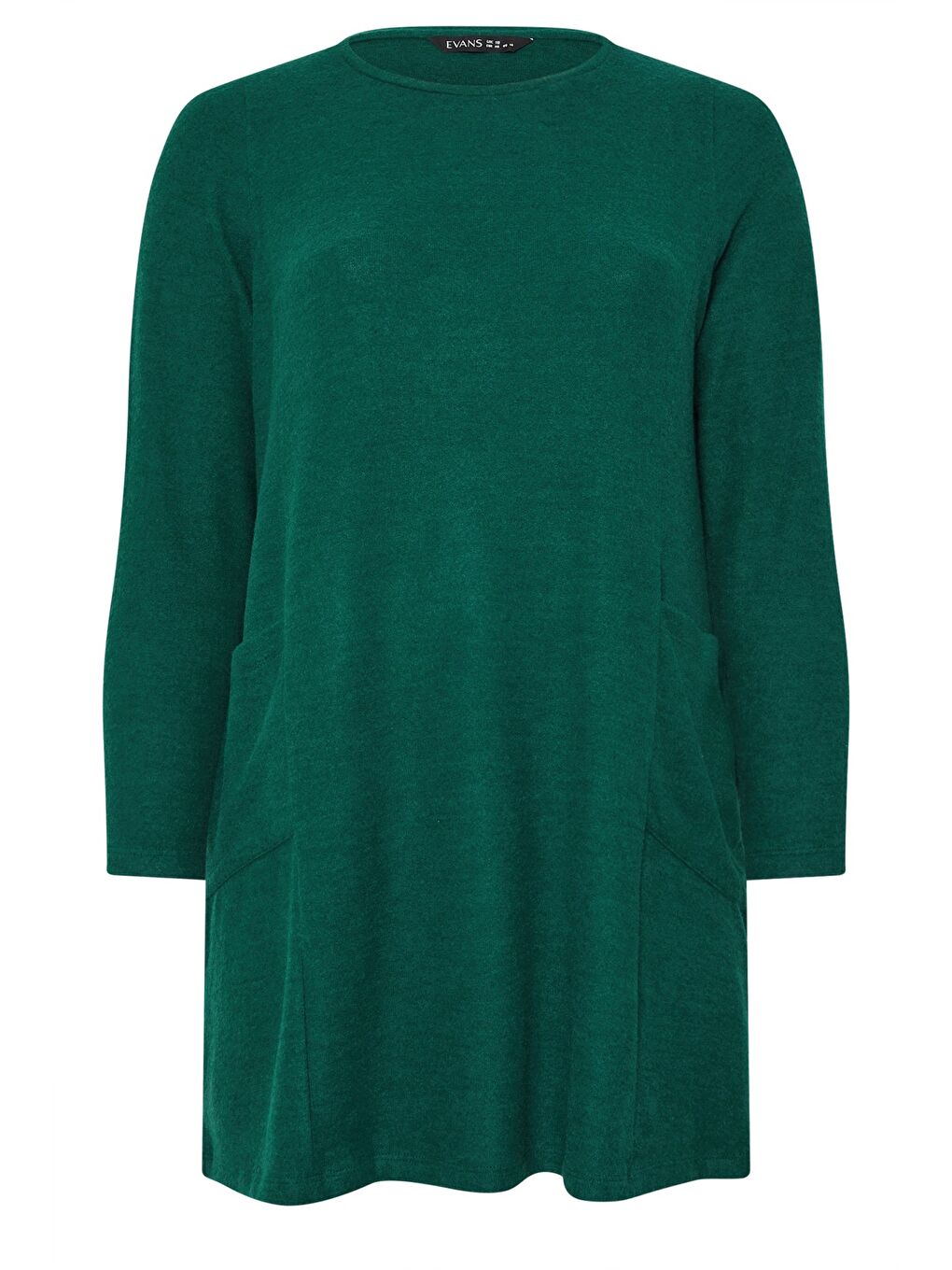 Yeşil Büyük Beden Bisiklet Yaka Uzun Kollu Cepli Pelüş Tunik 616455-5