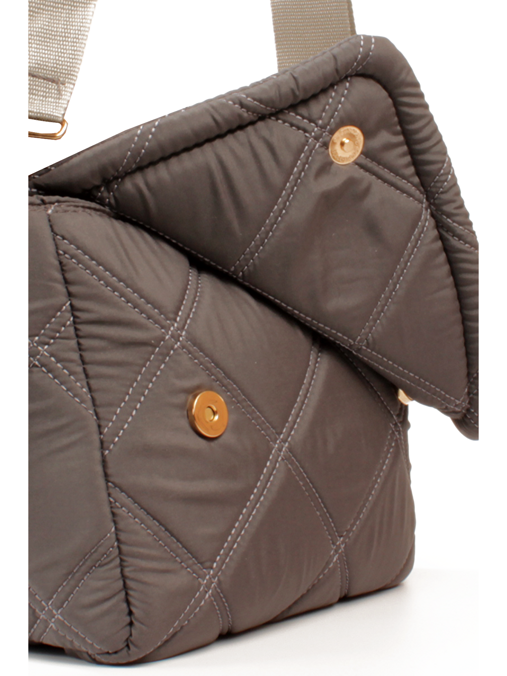 Gri Kadın Paraşüt Kumaş Kapitoneli Spor Kolon Askılı Çıt Çıt Kapaklı Omuz&Çapraz Çanta (10794)-2