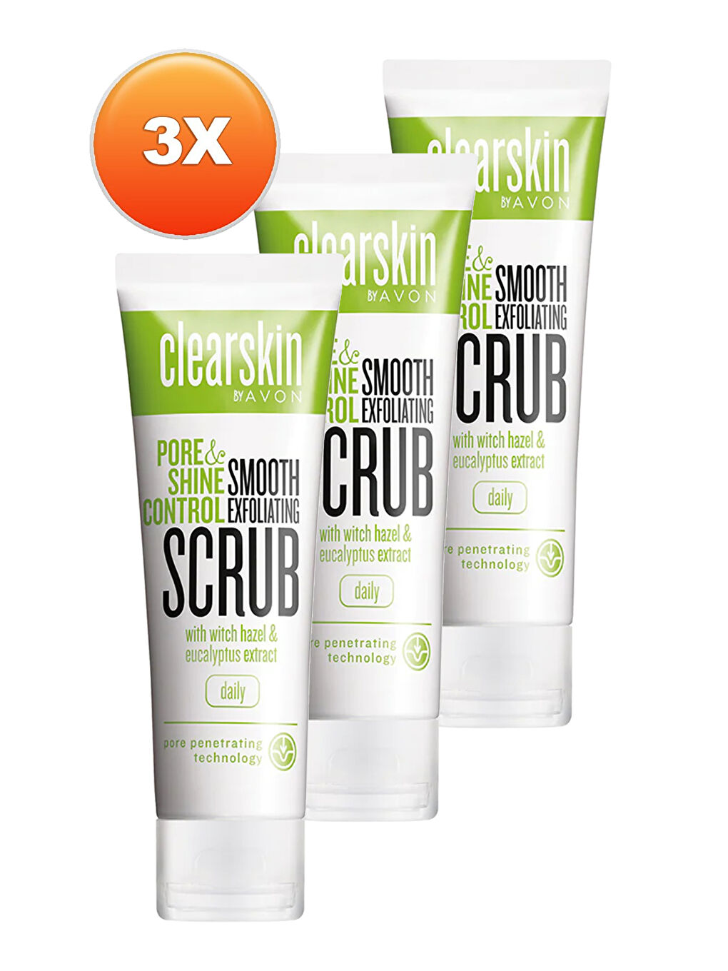 AVON Renksiz Clearskin Gözenek ve Parlaklık Kontrolü İçin Yüz Peelingi 75 Ml. Üçlü Set - 1