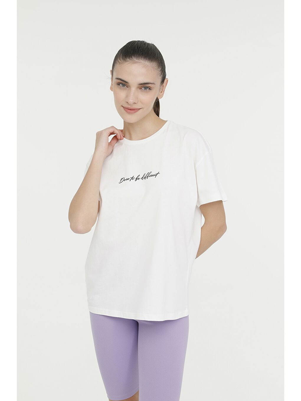 Bej WL HESTIA  11MDK403 4FX Ekru Kadın Kısa Kol Tişört