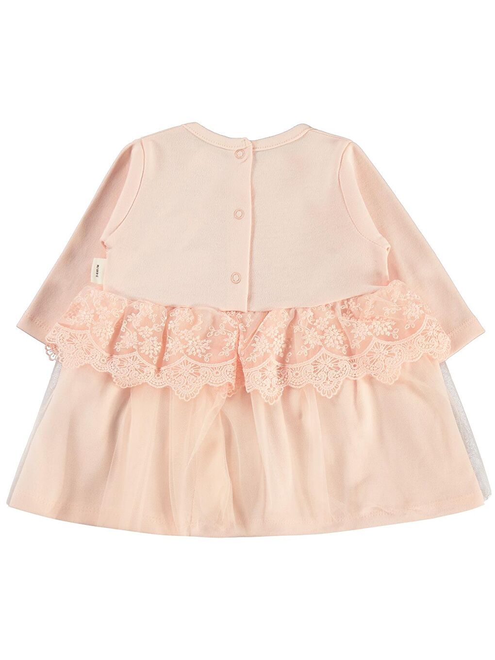 Pembe Baby Fırfır Tüllü 3-12 Ay Elbise - Pudra 12-18 Ay-1