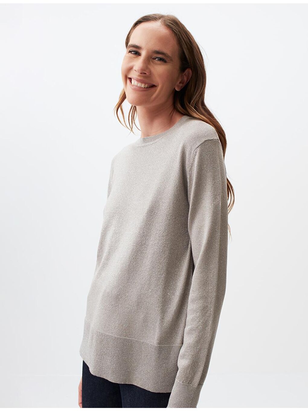 Gri Grı Bisiklet Yaka Basic Triko Kazak