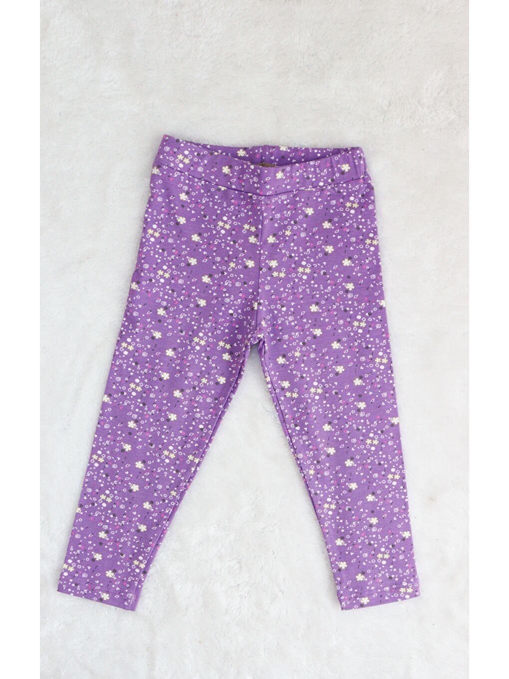 Mor Kız Çocuk Desenli 4'lü Paket Pamuklu Tayt-4