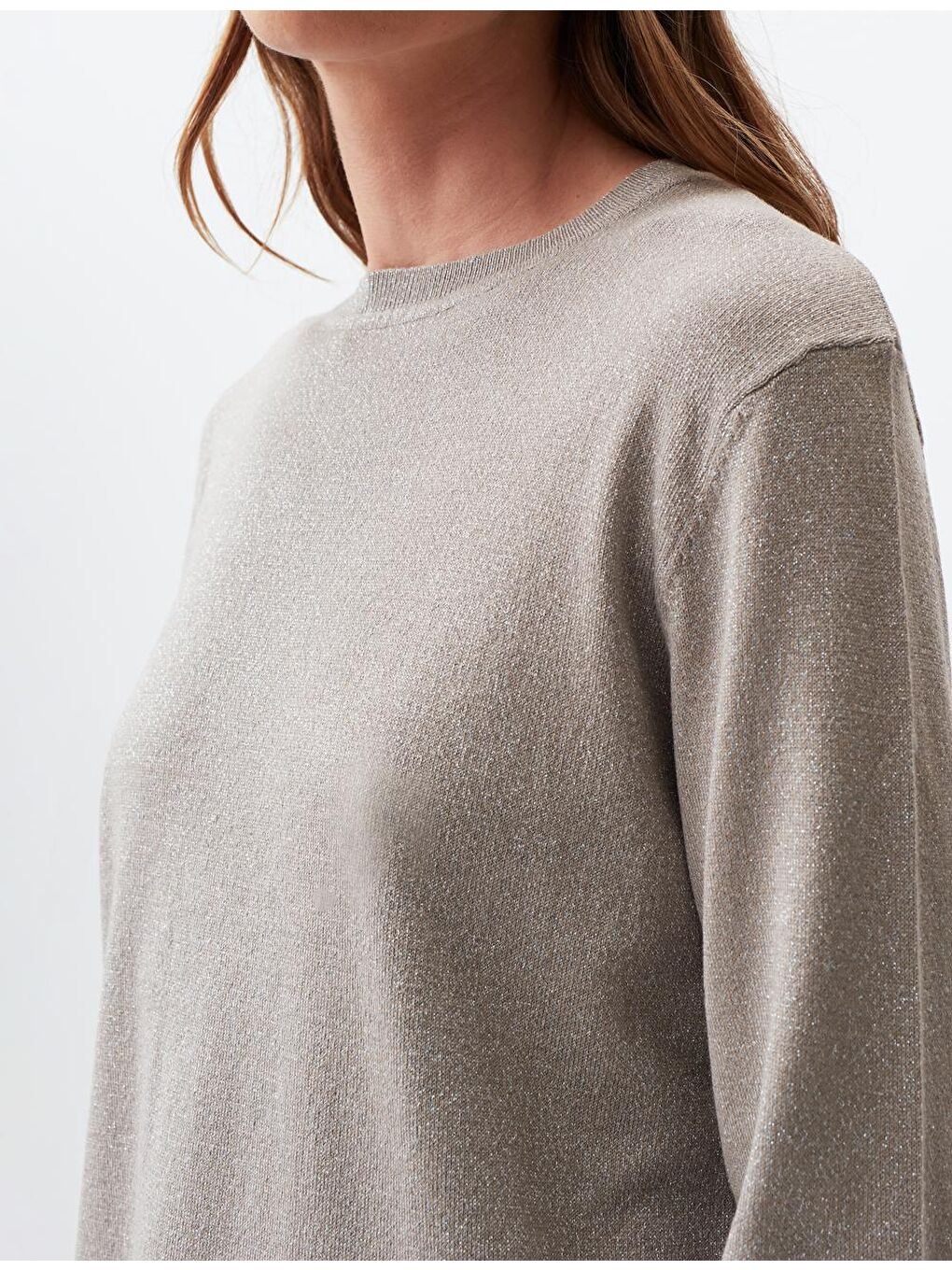 Gri Grı Bisiklet Yaka Basic Triko Kazak-1