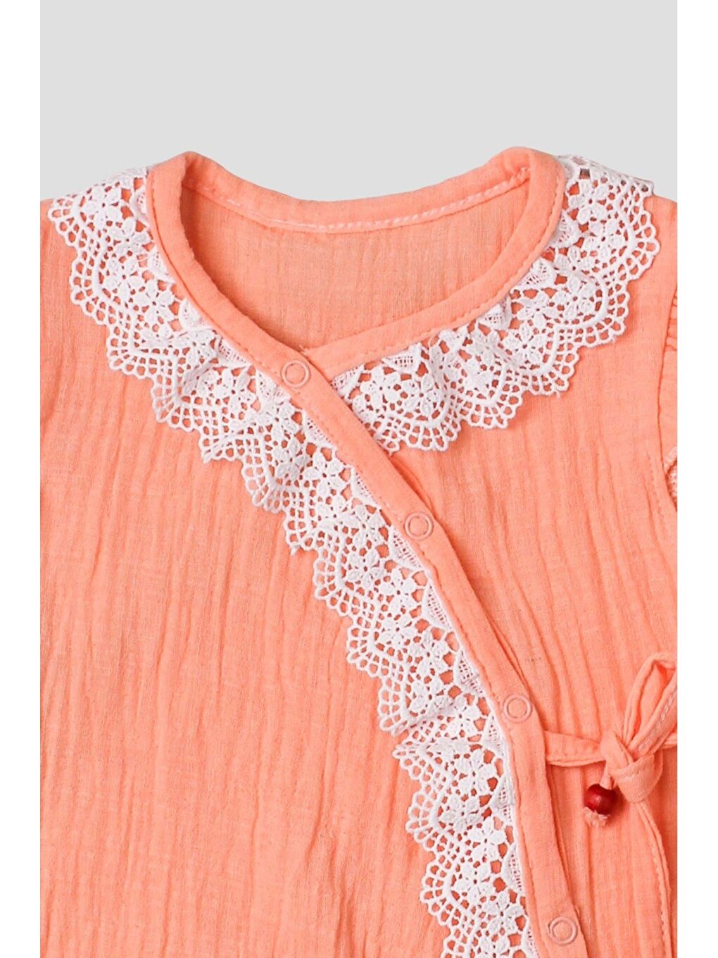 Pembe Kız Bebek Müslin Tulum Elbise Dantel Detaylı Yazlık Pamuk Bebek Tulum-4