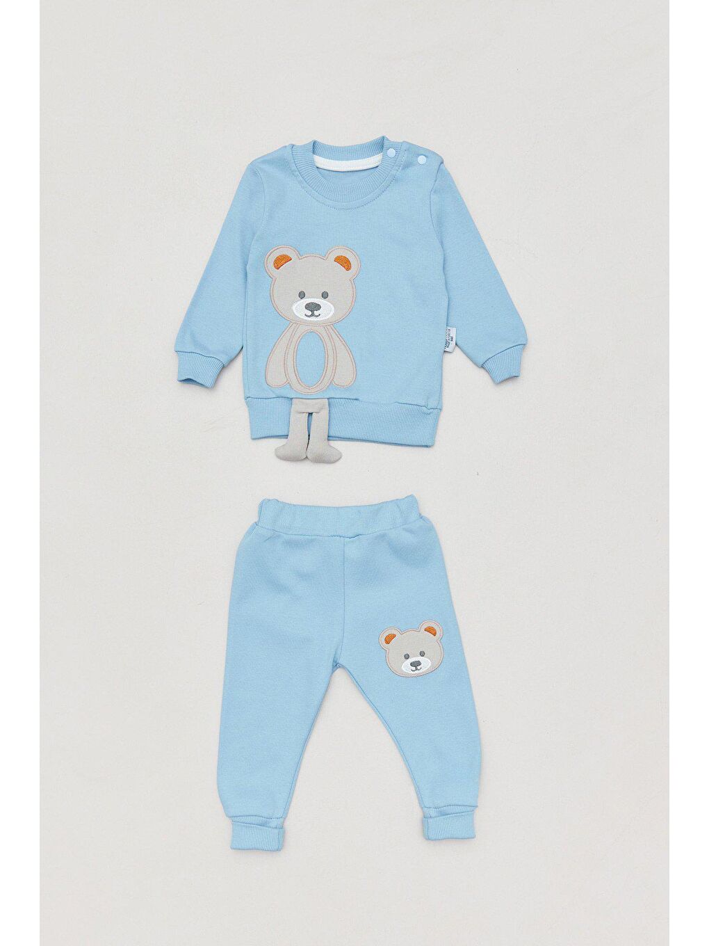 Mavi Nakışlı Bisiklet Yaka Erkek Bebek Takım