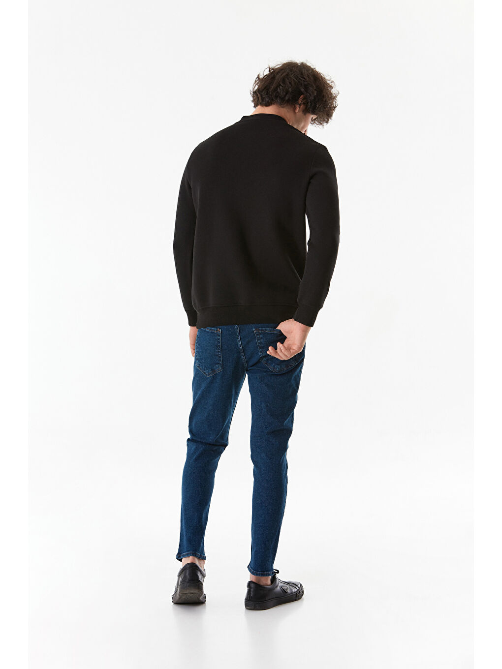 Fullamoda Siyah Yazı Baskılı Bisiklet Yaka Sweatshirt - 3