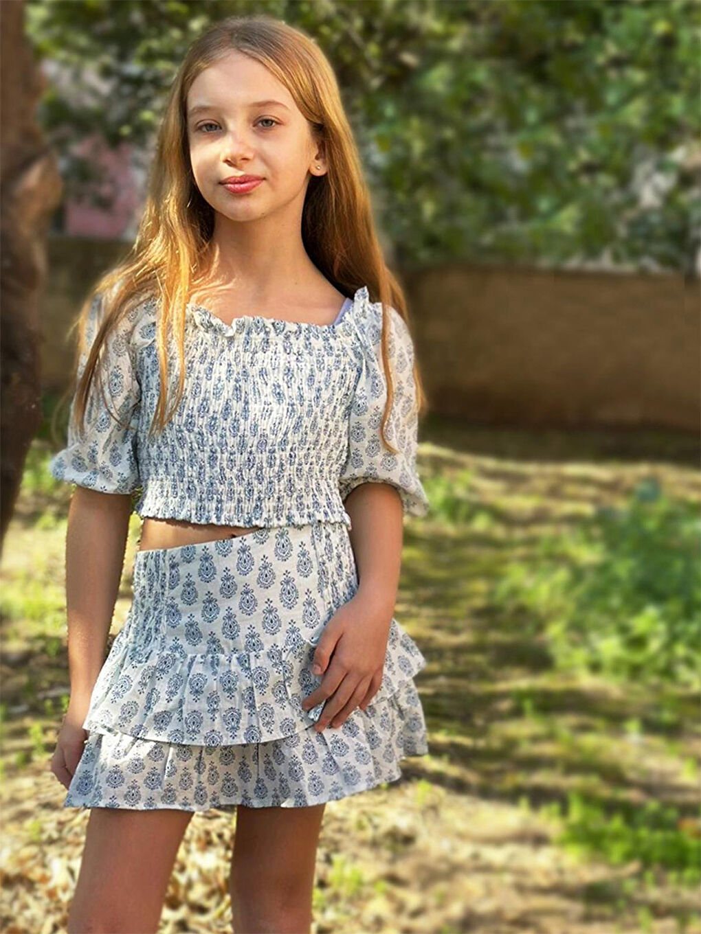 Mavi Jodan Morocco Bohem Kız Çocuk Bluz Etek 2li Takım-1